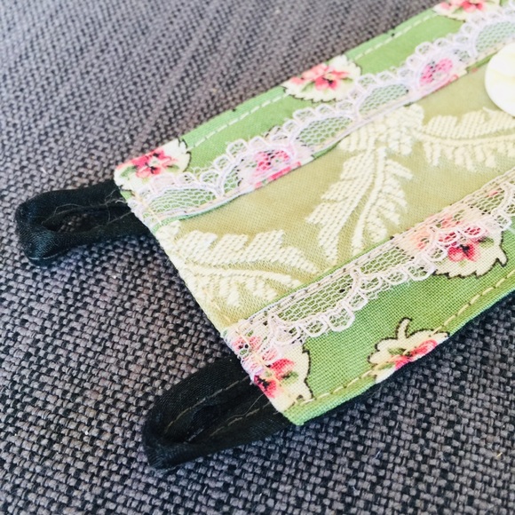 Handmade fabric cottagecore wide cuff bracelet - Picture 10 of 11